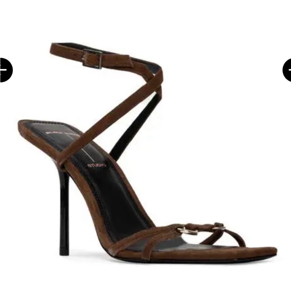 Black Suede Studio Frankie  Strappy Sandals
